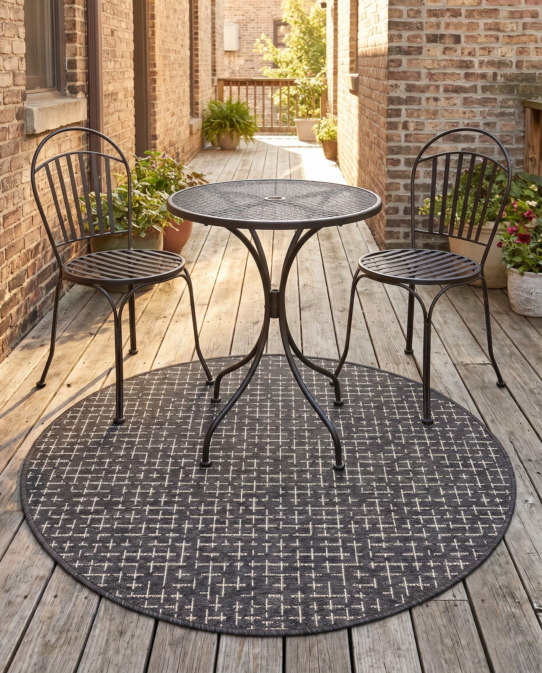 95cm x 95cm Makkelijk schoon te maken Checkered Binnen / buiten Rond Vloerkleed