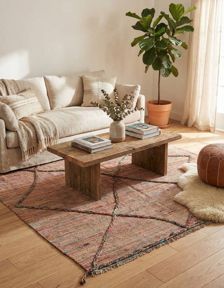 Detail image of  4' 10 x 6' 6  Hand Knotted Moroccan Wool Rug