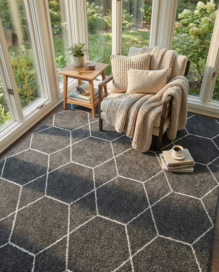 Detail image of 7' 10 x 11' Lattice Frieze Rug