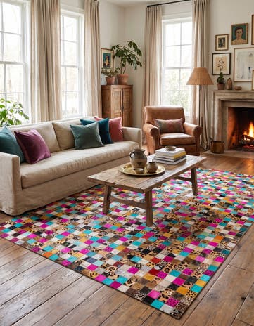 5' x 8' Cowhide Leather Rug