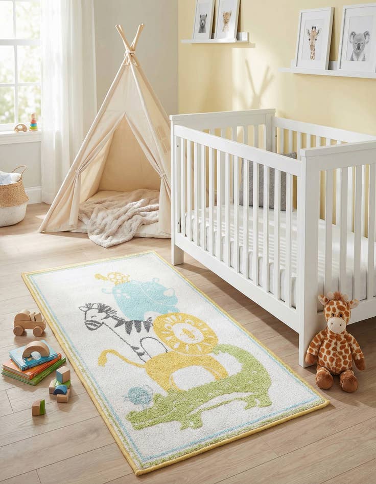 Detail image of  2' 2 x 4' Animals Whimsy Kids Runner Rug