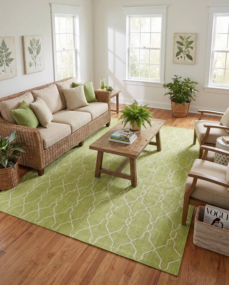 Detail image of 7' 10 x 11' Easy-Clean Lattice Indoor / Outdoor Rug