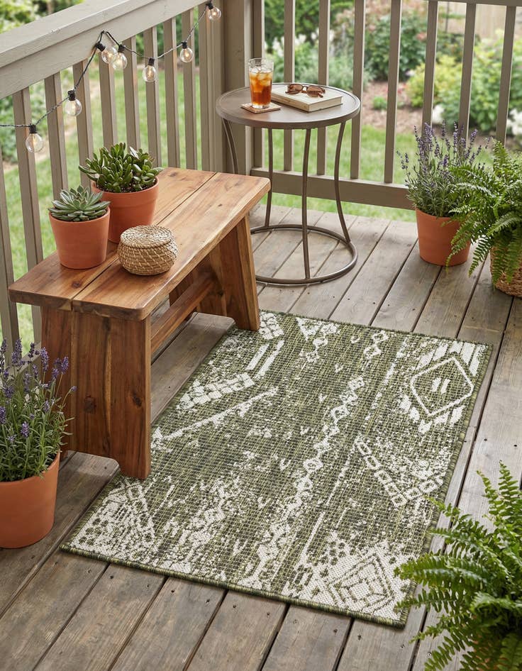 Detail image of  2' x 3'  Washable Bohemian Indoor / Outdoor Rug