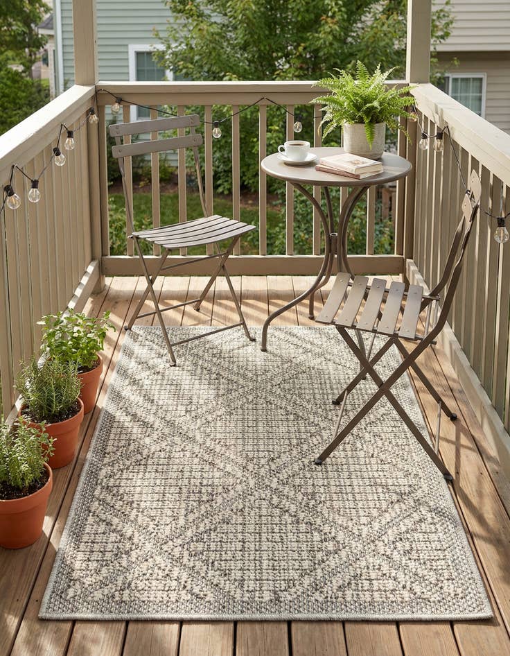 Detail image of  2' x 3' 1  Washable Lattice Indoor / Outdoor Rug