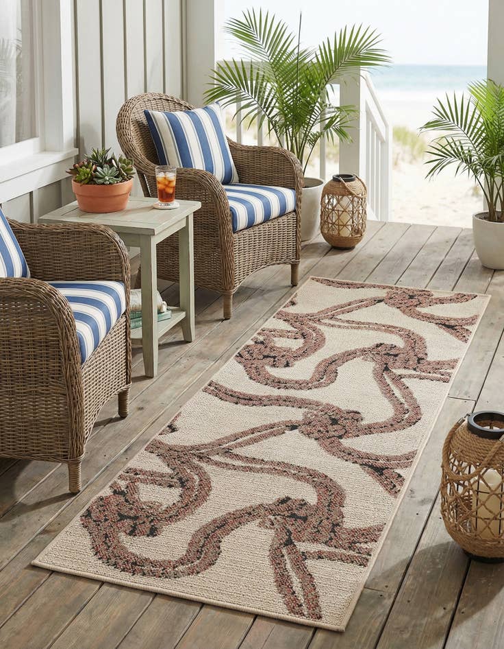 Detail image of 2' x 5'  Washable Coastal Indoor / Outdoor Runner Rug