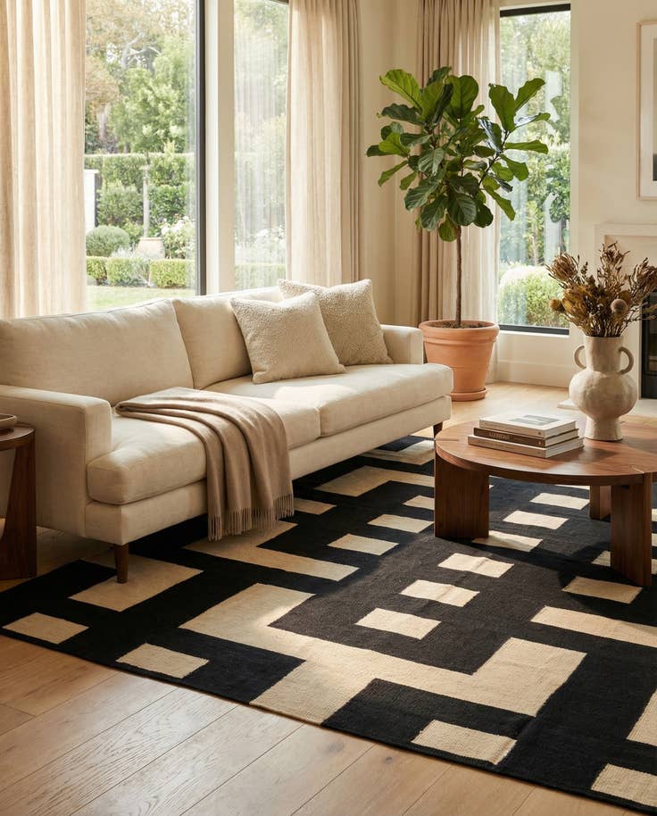 Detail image of 8' 4 x 9' 7 Hand Woven Kilim Modern Wool Rug