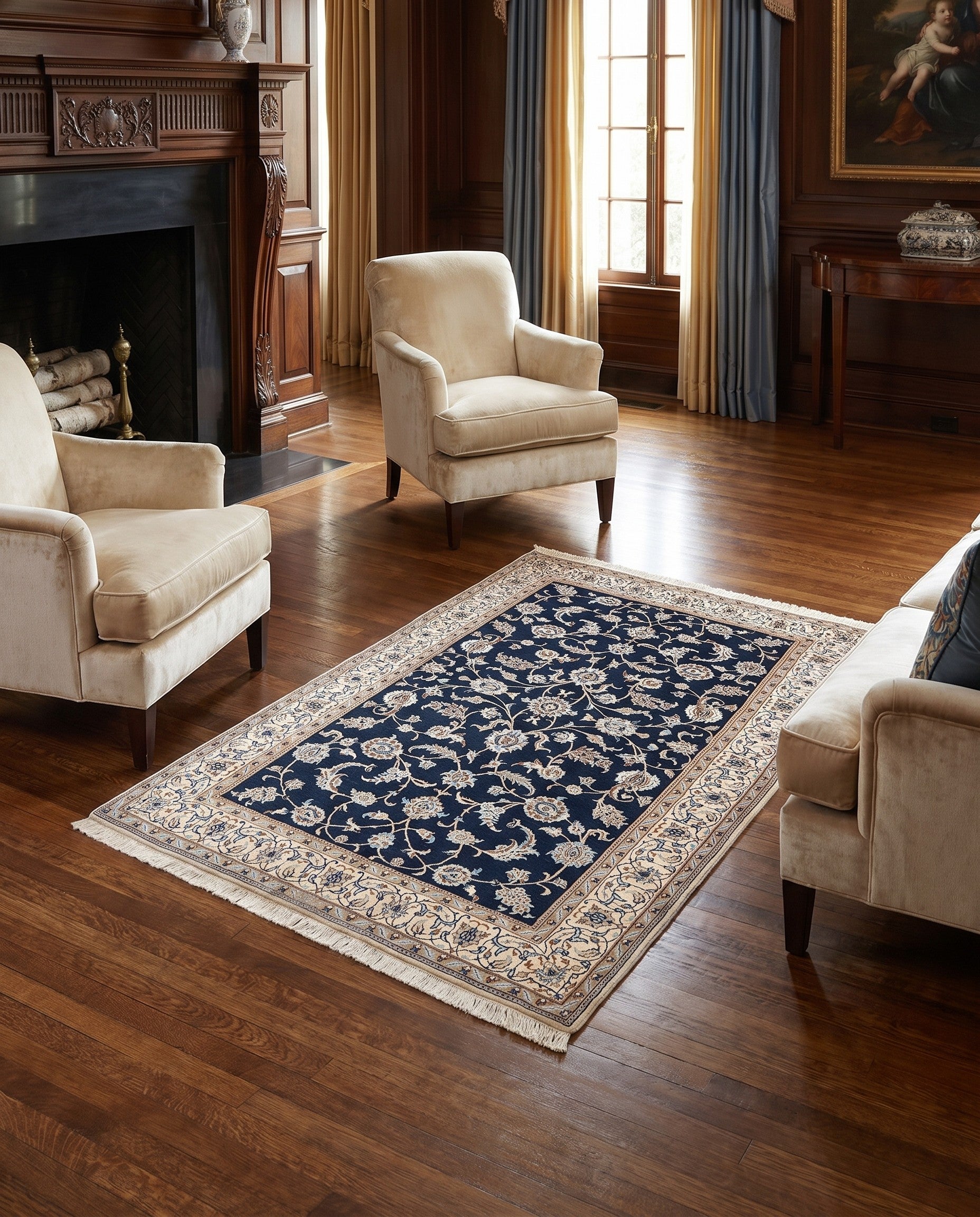 4' 4 x 6' 11 Hand Knotted Nain Rug