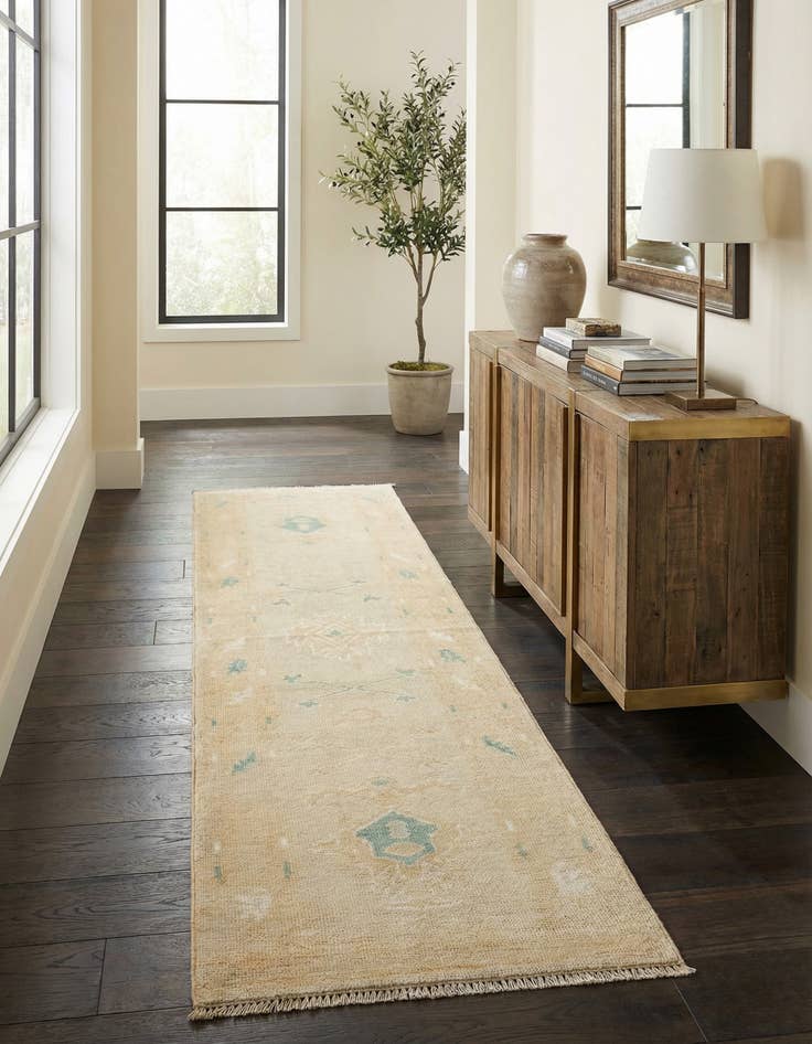 Detail image of 2' 7 x 10'  Hand Knotted Oushak Rug