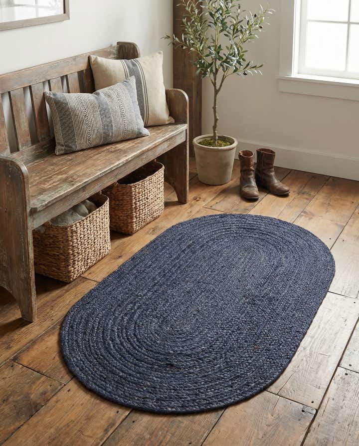 100cm x 155cm Handgefertigt Braided Jute Oval Teppich