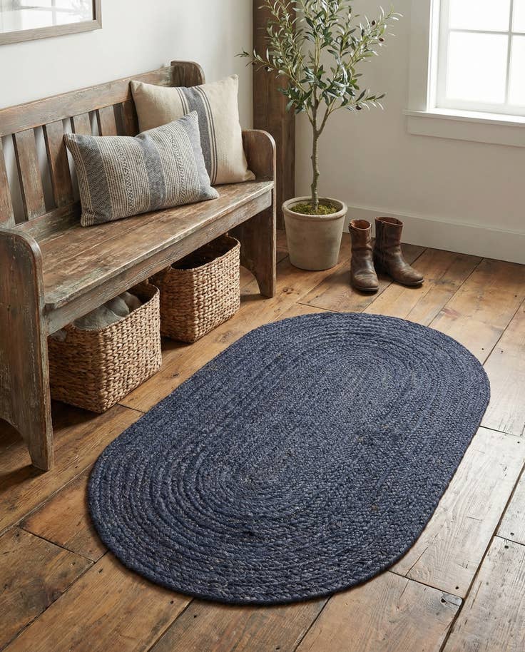 Detailansicht von 100cm x 155cm Handgefertigt Braided Jute Oval Teppich