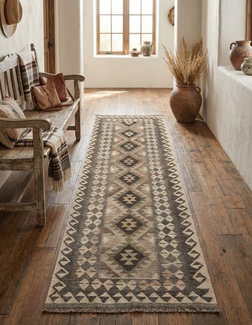 2' 8 x 9' 6 Hand Woven Kilim Maymana Wool Runner Rug