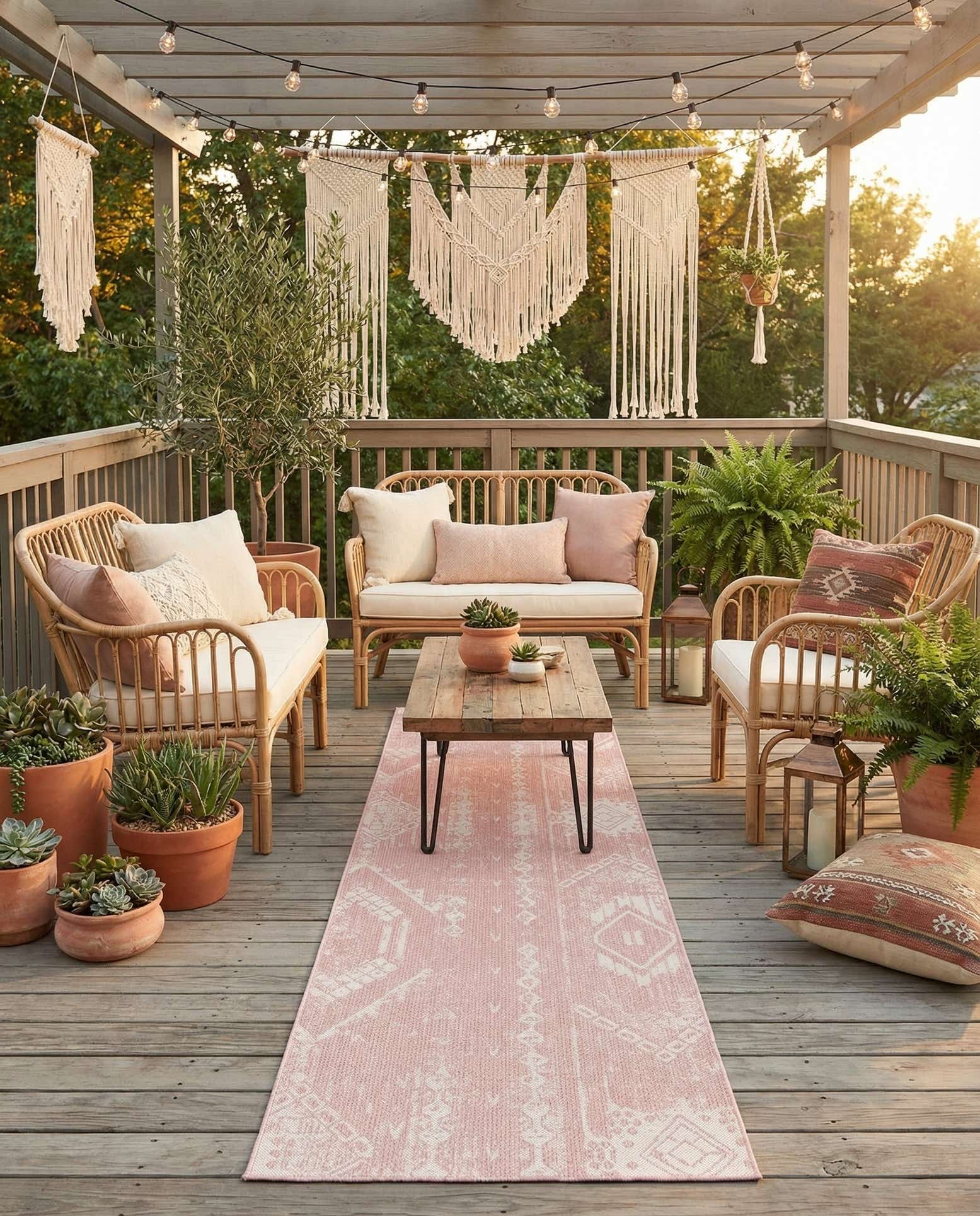 2' 7 x 12' Easy-Clean Bohemian Indoor / Outdoor Runner Rug