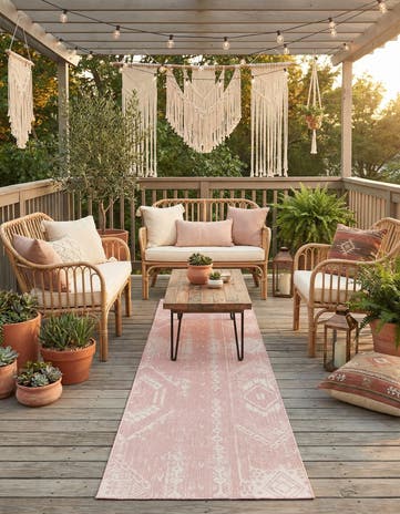 2' 7 x 12' Easy-Clean Bohemian Indoor / Outdoor Runner Rug