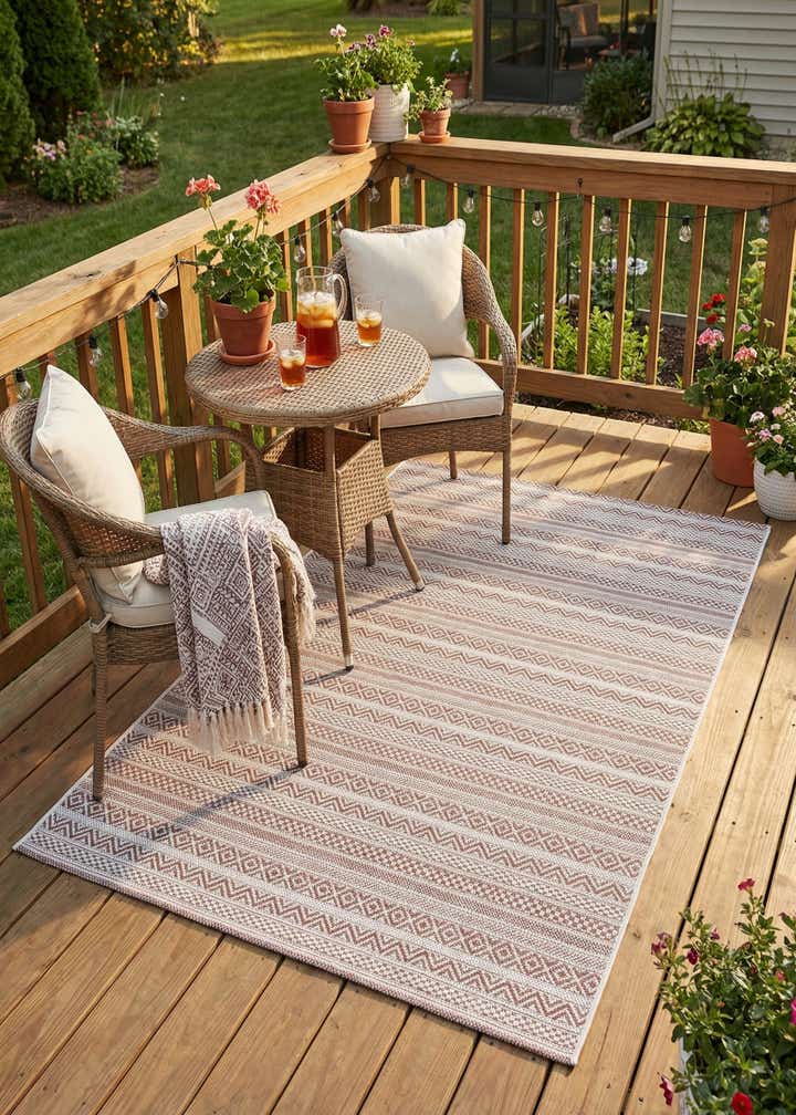 4' x 6' Easy-Clean Striped Indoor / Outdoor Rug