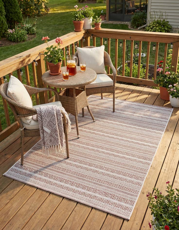 Detail image of 4' x 6' Easy-Clean Striped Indoor / Outdoor Rug
