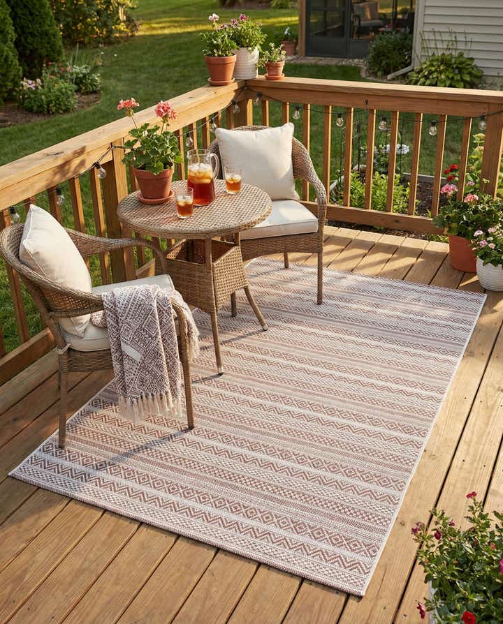 4' x 6' Easy-Clean Striped Indoor / Outdoor Rug