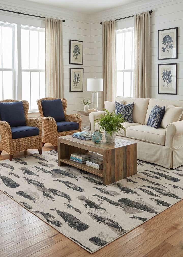 9' x 12' Easy-Clean Coastal Indoor / Outdoor Rug