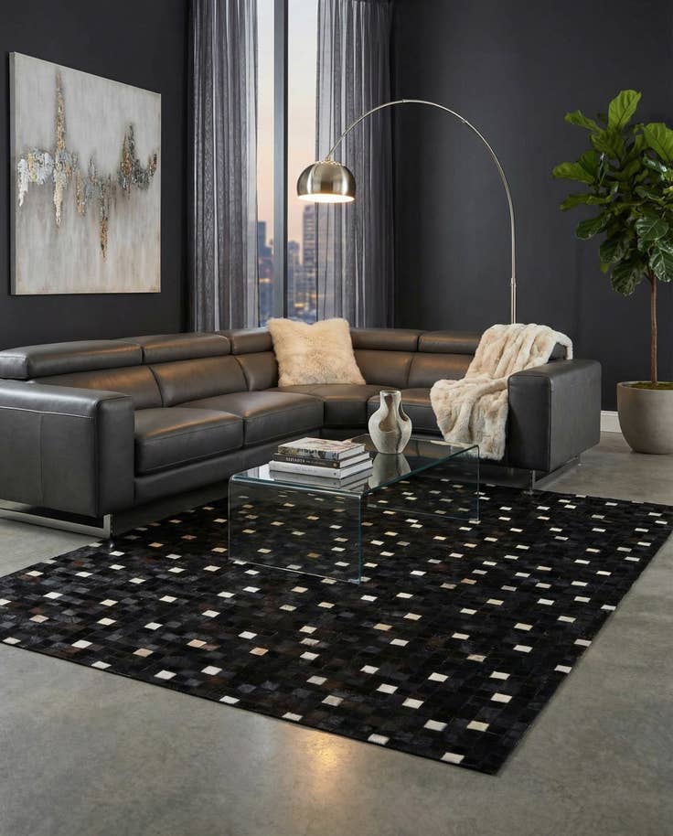 Detail image of 5' x 8' Cowhide - Patchwork Rug