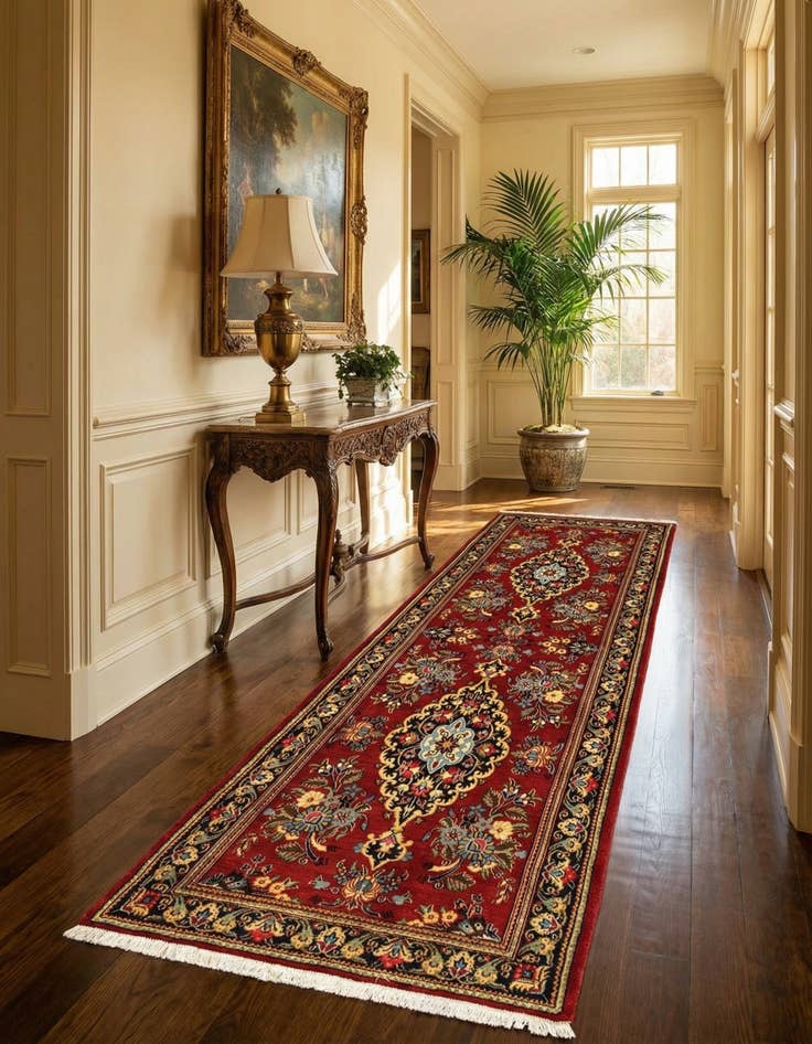 Detail image of  2' 9 x 6' 9  Hand Knotted Qom Persian Runner Rug