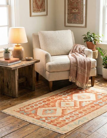 2' 9 x 4' 3 Hand Woven Kilim Waziri Wool Rug