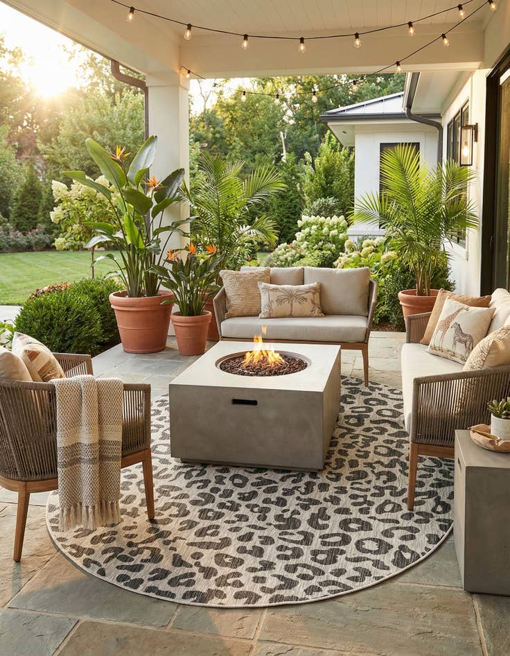 Detail image of 7' 10 x 10'  Washable Safari Indoor / Outdoor Oval Rug