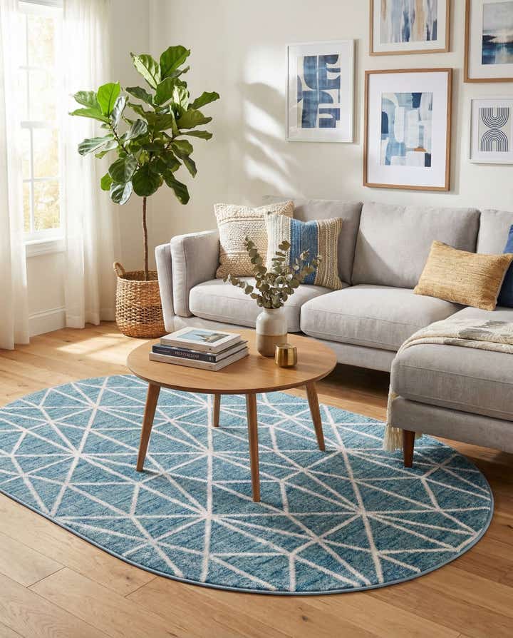 5' 3 x 8' Lattice Trellis Oval Rug