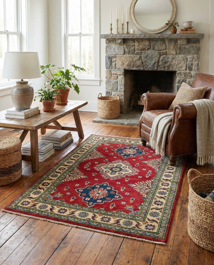 Detail image of 3' 2 x 5' Hand Knotted Kazak Rug