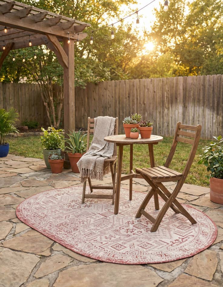 Detail image of 3' x 5' 3  Washable Aztec Indoor / Outdoor Oval Rug