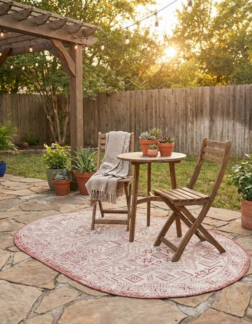 3' x 5' 3 Easy-Clean Aztec Indoor / Outdoor Oval Rug