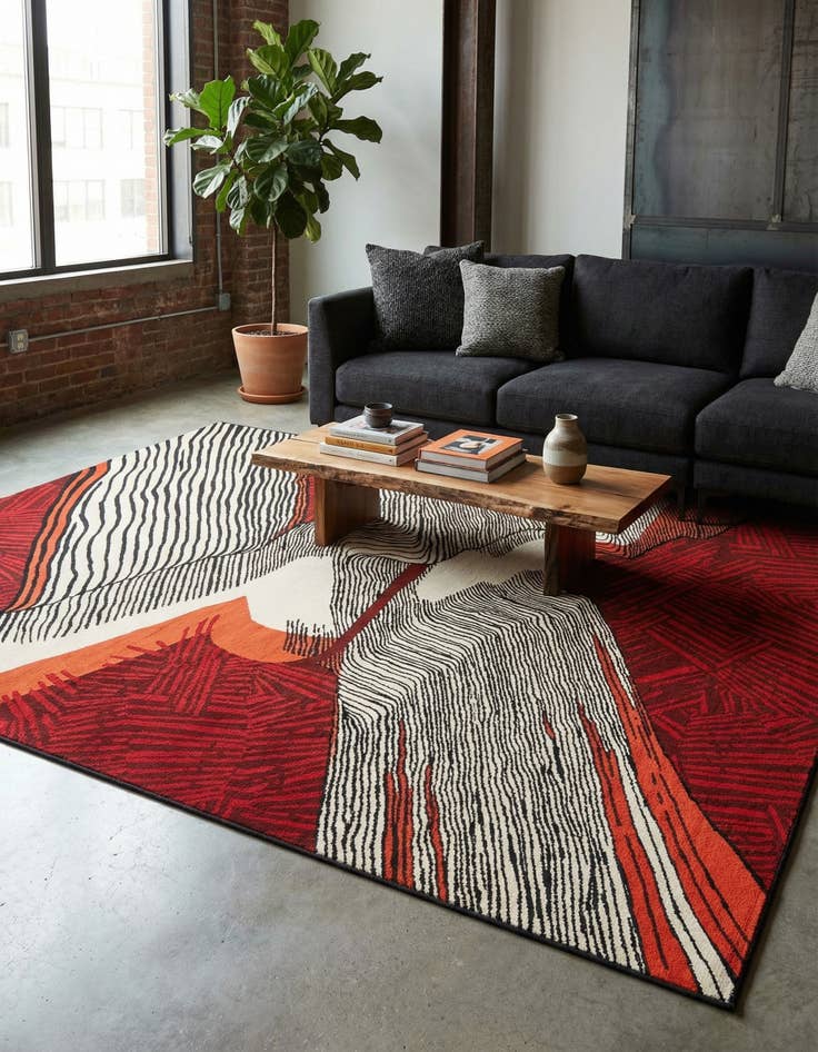 Detail image of  8' x 10'  Washable Modern Indoor / Outdoor Rug