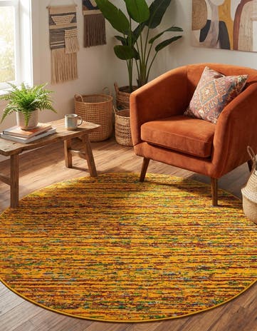 Yellow Calypso Round Rug