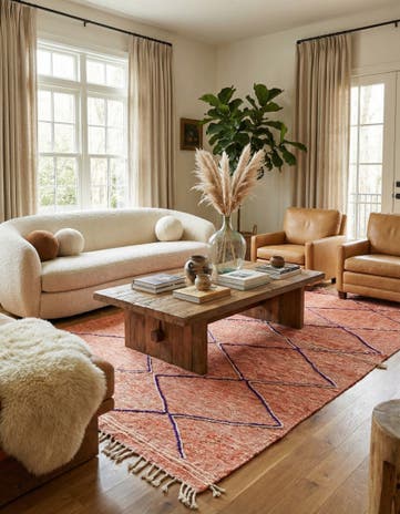 6' 8 x 9' 9 Hand Knotted Moroccan Wool Rug