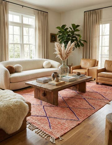 6' 8 x 9' 9 Hand Knotted Moroccan Wool Rug