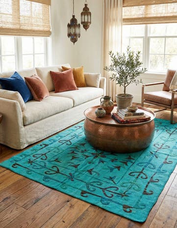 5' 3 x 7' 4 Hand Woven Kilim Suzani Wool Rug
