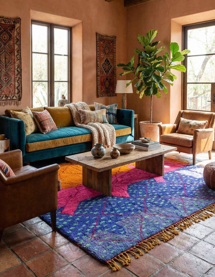 Detail image of 6' 6 x 9' 6  Hand Knotted Moroccan Wool Rug