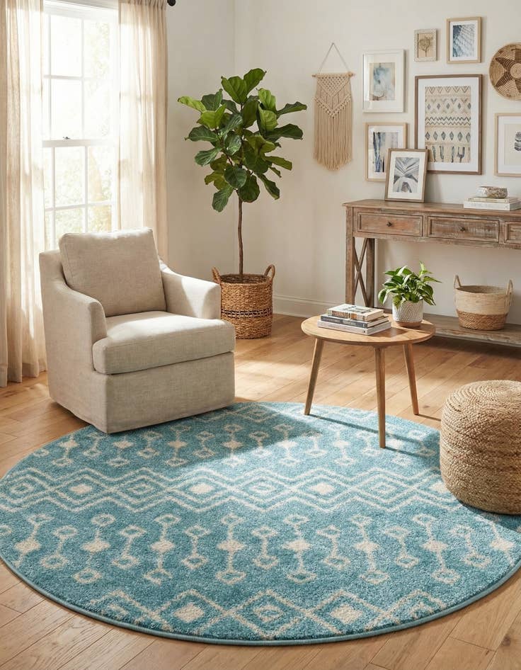 Detail image of  3' 3 x 3' 3 Moroccan Trellis Round Rug