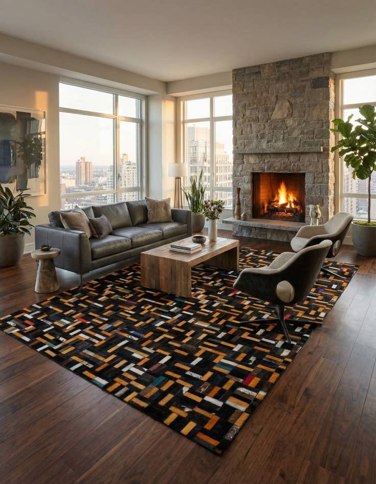 Detail image of  5' 1 x 8' 2 Cowhide - Patchwork Rug