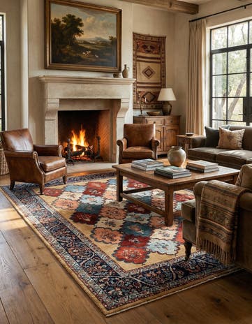 6' 9 x 9' 8 Hand Knotted Luribaft Rug