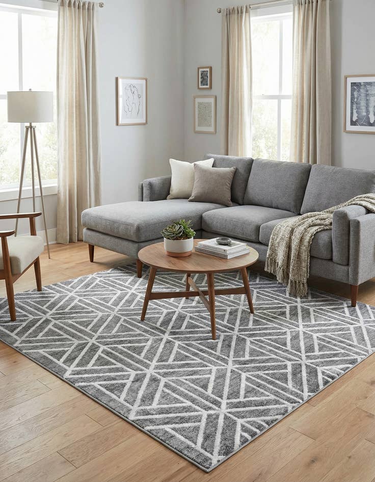 Detail image of  7' x 7' Lattice Trellis Square Rug