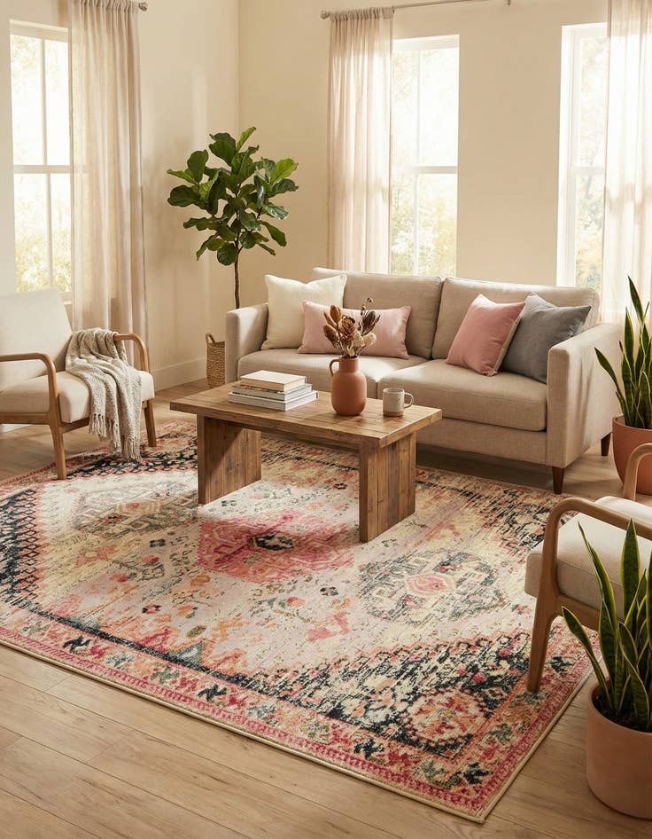 Detail image of 5' x 8'  Washable Traditional Indoor / Outdoor Rug