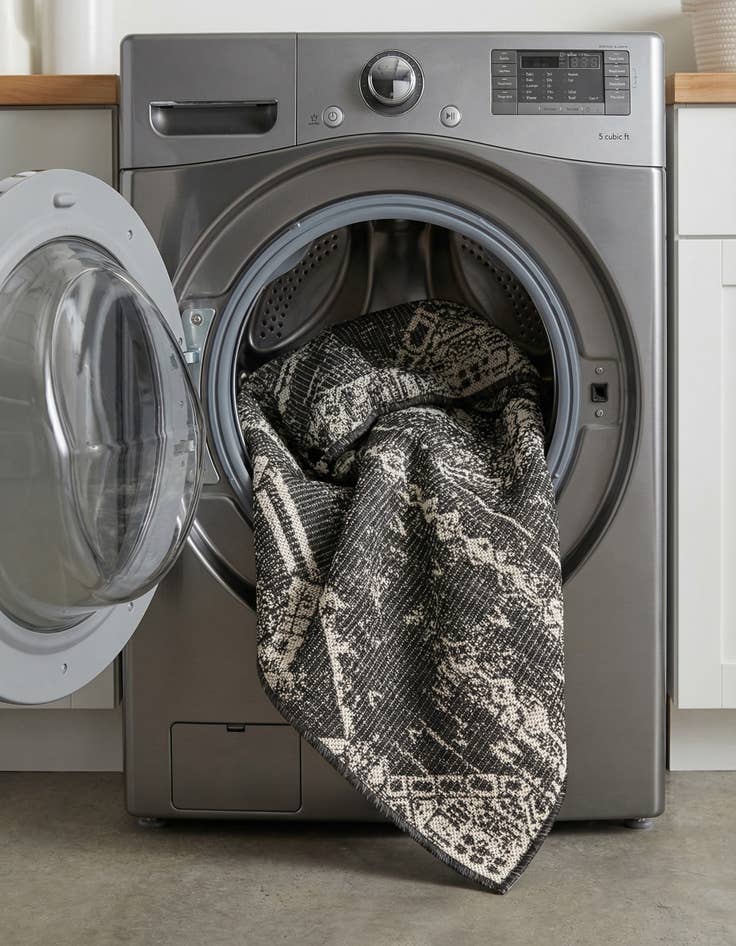 Detail image of 2' x 5' 3  Washable Bohemian Indoor / Outdoor Runner Rug