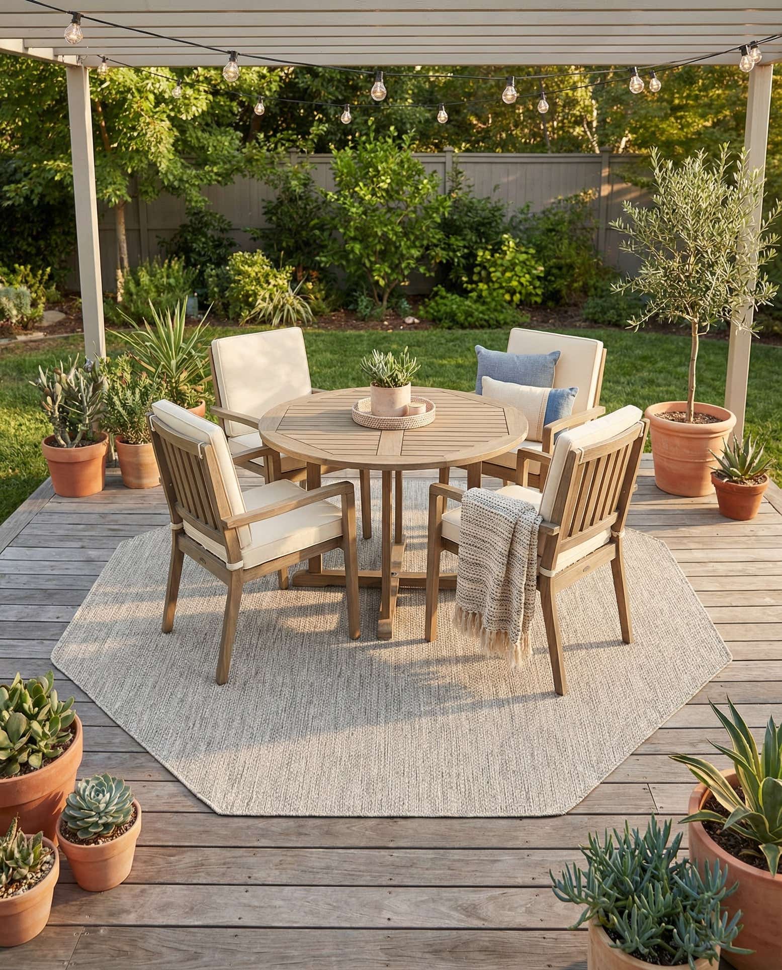 7' 10 x 7' 10 Easy-Clean Solid Indoor / Outdoor Octagon Rug