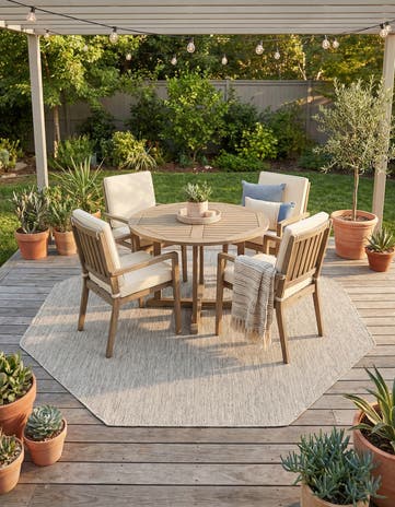7' 10 x 7' 10 Easy-Clean Solid Indoor / Outdoor Octagon Rug