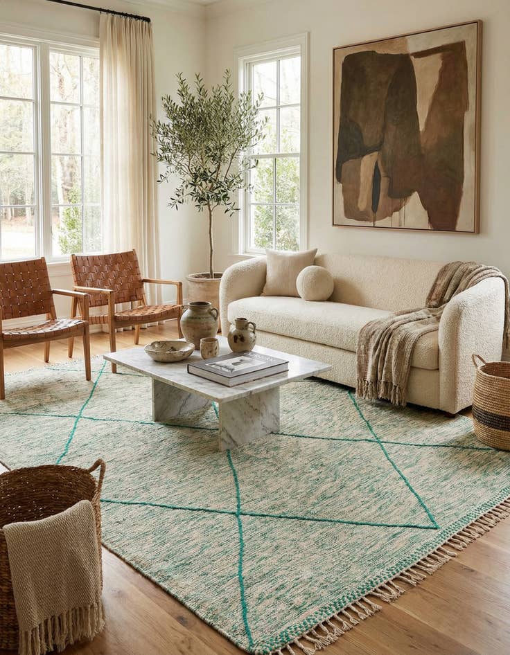 Detail image of 8' 10 x 12' 9  Hand Knotted Moroccan Wool Rug