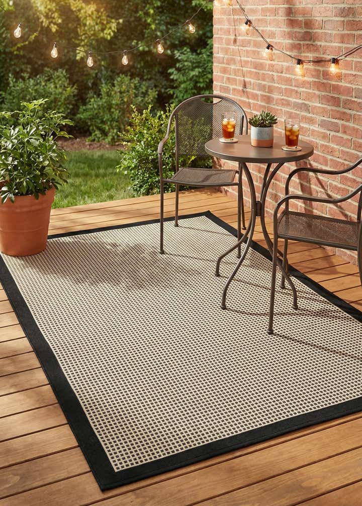 5' x 8' Easy-Clean Border Indoor / Outdoor Rug