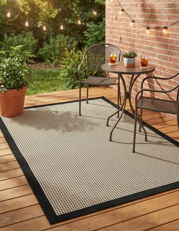 5' x 8' Easy-Clean Border Indoor / Outdoor Rug