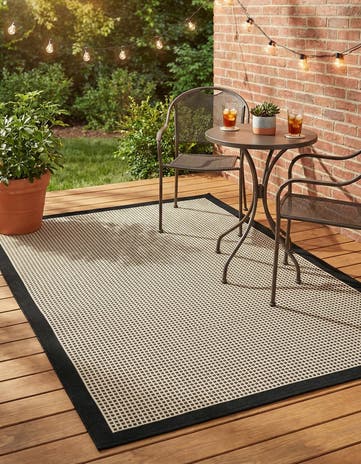 5' x 8' Easy-Clean Border Indoor / Outdoor Rug