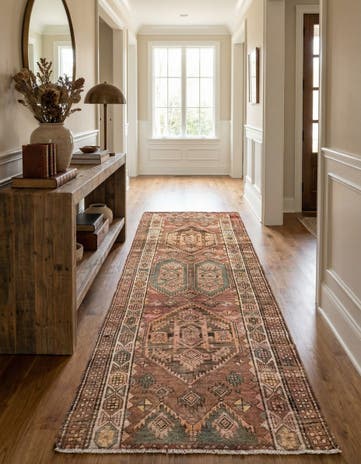 3' 10 x 10' 9 Hand Knotted Ultra Vintage Persian Wool Runner Rug