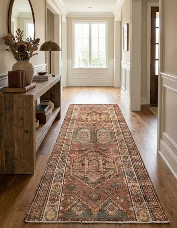 3' 10 x 10' 9 Hand Knotted Ultra Vintage Persian Wool Runner Rug