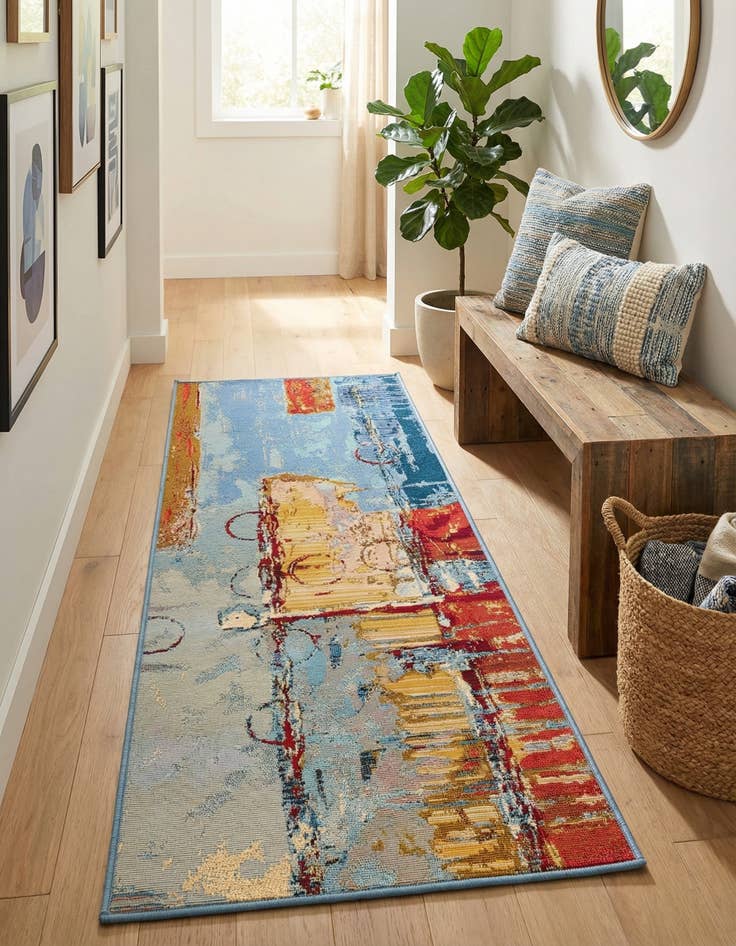 Detail image of 2' x 5'  Washable Modern Indoor / Outdoor Runner Rug